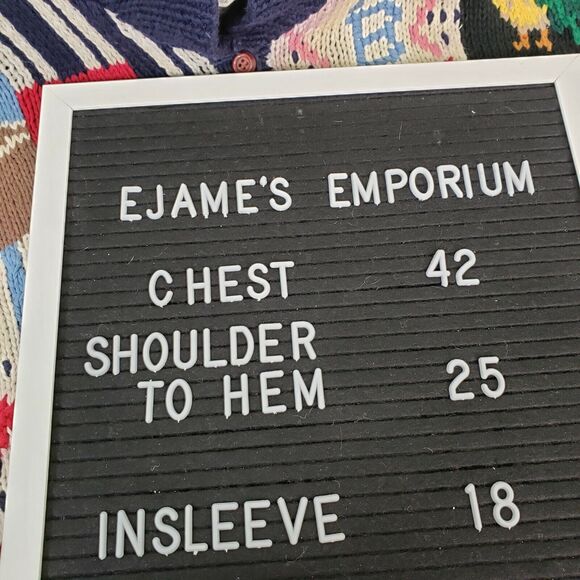 Vintage 1989 The Eagle's Eye Cotton Sweater Cardigan America Farm Medium Flag - Picture 12 of 12